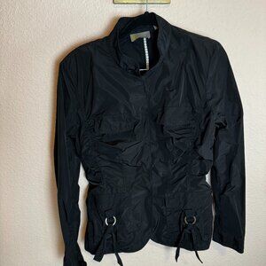 Linea Domani Zip Long Sleve Ruched Athletic Snap Jacket Black Sz 8 Medium M